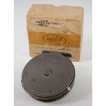A Grice & Young Ltd Avon Crown centrepin fly reel, boxed.