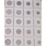 Great Britain, consecutive run of George V silver coins; half crown, florin, shilling, and sixpence,