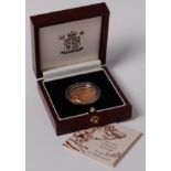 Great Britain, cased 1999 gold proof sovereign, Elizabeth II, rev.