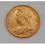 Great Britain, 1897 gold full sovereign, Victoria 'veil head', rev.