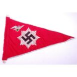 A German Luftshutz double sided pennant having embroidered swastika and eagle emblems, 35cm.