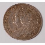 Great Britain, 1757 sixpence, George II old laureate and draped bust, rev.