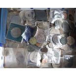 Mixed lot of British and world coins, to include; George III and later copper coins,