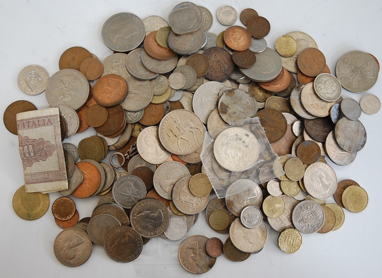 Mixed lot of British and world coins, to include; USA 1892 Columbian half dollar,