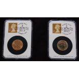 Great Britain, cased coronation anniversary datestamp gold sovereign set,