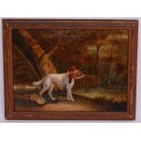 English school, 19th century, Gun dog with pheasant in its jaws, oil on canvas (re-lined),