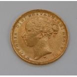 Great Britain, 1880 gold full sovereign, Victoria 'young head', rev.