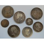 Great Britain, eight various Charles III and later silver coins,