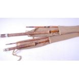 The J.S. Sharpe Aberdeen Scottie 8ft two piece split cane fly rod in bag, together with one other J.