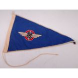 A German aviation double sided pennant having embroidered swastika emblem, 34cm.