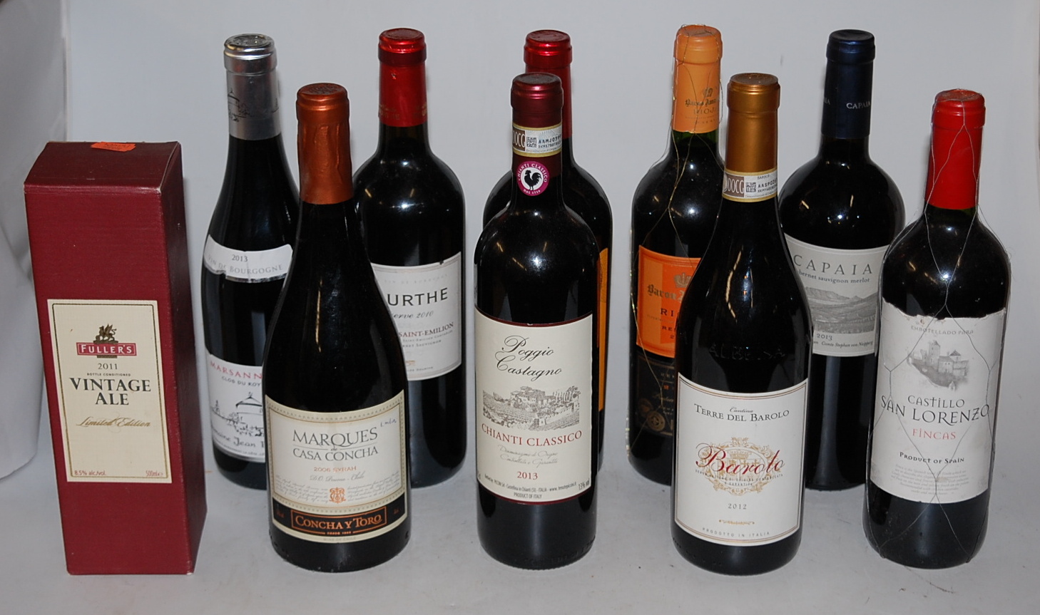 Mixed red wines, to include; Capaia, 2013, Merlot, one bottle; Castillo San Lorenzo,