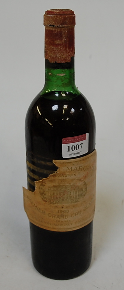 Château Margaux Premier Grande Cru Classé, 1968, Margaux, one bottle (label incomplete,