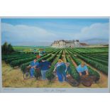 Margaret Loxton, set of six limited edition lithographs from the Burgundy Vineyards series,