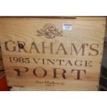 Graham's Vintage Port, 1985, twelve bottles,