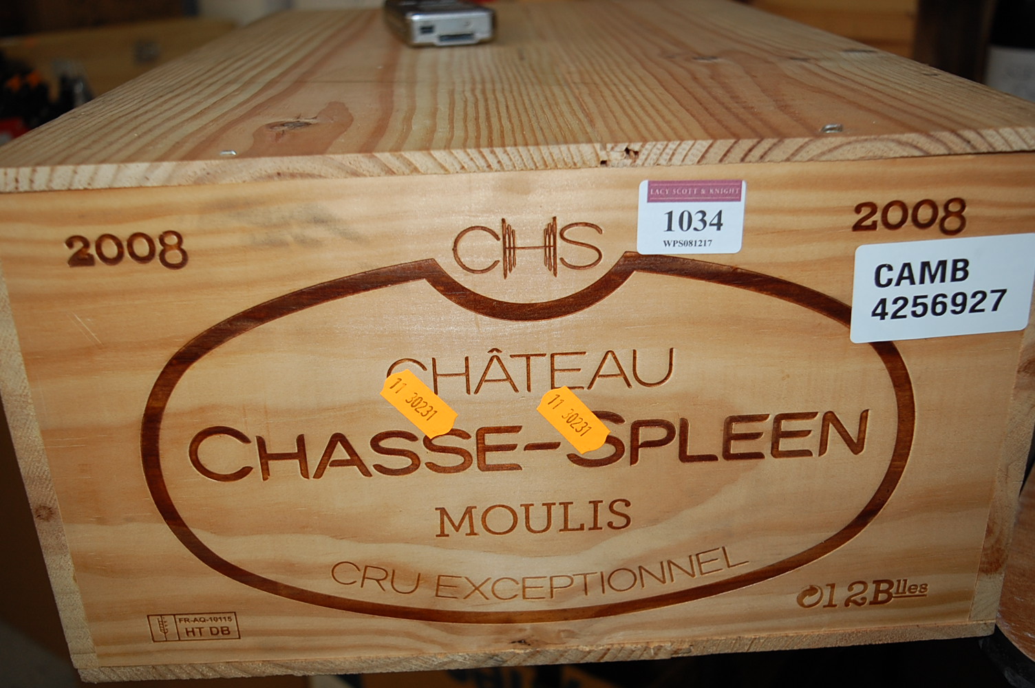 Château Chasse-Spleen, 2008, Moulis, twelve bottles,