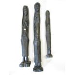 Three large African carved wooden figures