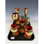 Eight gilt and enamelled Italian glasses