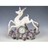 A kitsch lustre clock modelled as a deer (a/f)