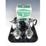 A Towerbrite six piece stainless steel tea service
