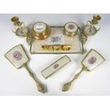 A vintage petit point dressing table set