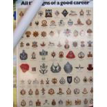 A group of late 20th Century Army / MOD recruitment office posters identifying badges and insignia