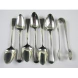 A quantity of silver spoons and sugar nips