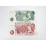 Vintage one pound and ten shilling bank notes