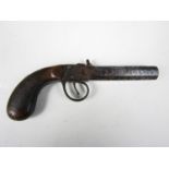 A mid 19th century pocket percussion pistol a/f