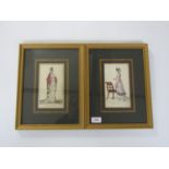 A pair of George III hand tinted fashion prints entitled Paris Dress circa 1805, uniformly framed