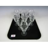 Six crystal brandy glasses together with six sherry glasses