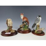 Border Fine Arts Watching and Waiting A1489 figurine together with a Peregrine A1474 and an owl