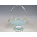 A Murano aventurine glass basket with original label