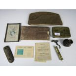 A 1914 Princess Mary gift tin and a rifle oil bottle etc.