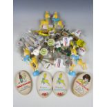 Vintage Babycham Bambi figure bottle tops together with Babycham drinks mats and various bottle taps