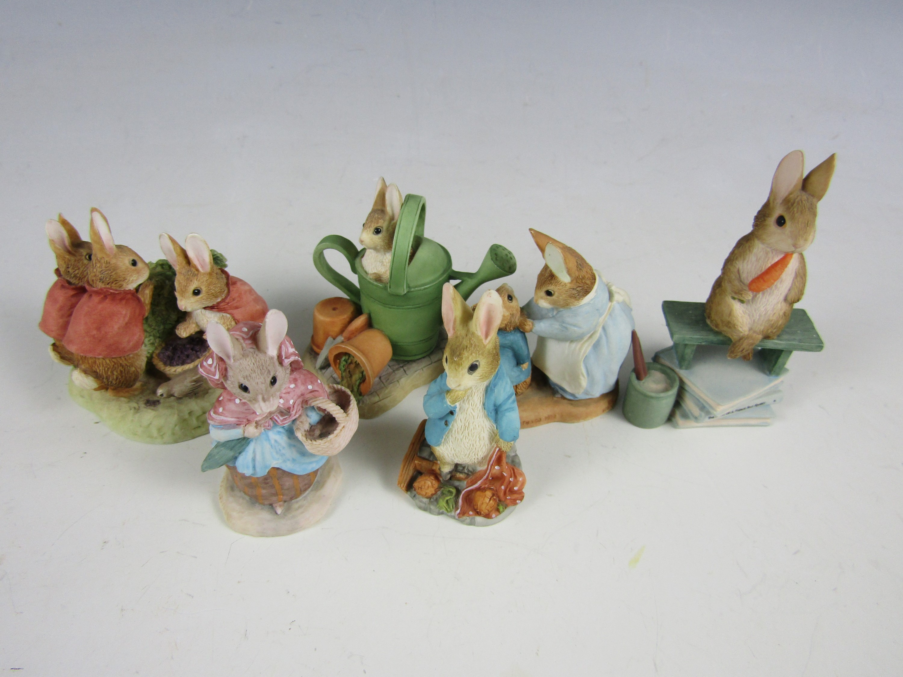 Six Boxed Border Fine Arts figurines from The World of Beatrix Potter