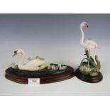 A Border Fine Arts figurine of a swan and signets together with one further Country Artists figurine