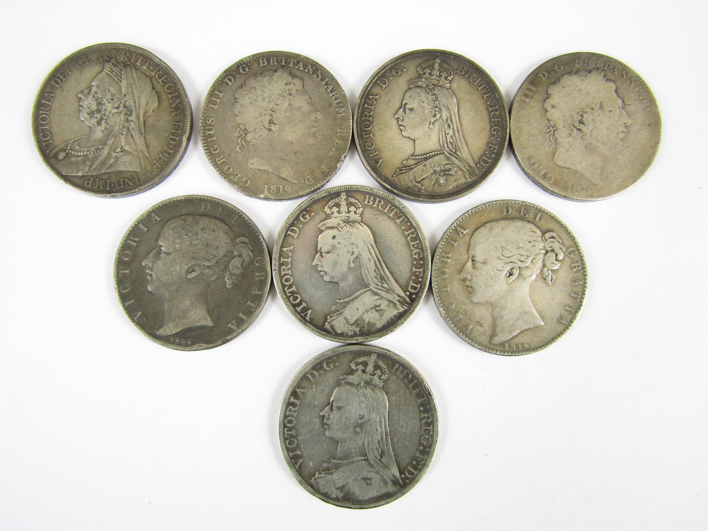 Eight various Georgian and later silver crowns