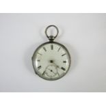 A Victorian silver pocket watch with lever movement by M. Hurst of Middleton