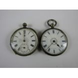 Two silver fob watches