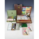 Boxed artists' paints and brushes together with artists’ soft pastels etc