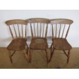 Three Victorian Coventry Windsor kitchen chairs