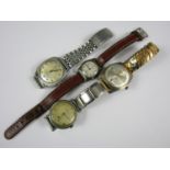 Vintage wristwatches including a silver cased J. W. Benson, one further Benson, a gentleman's Rotary