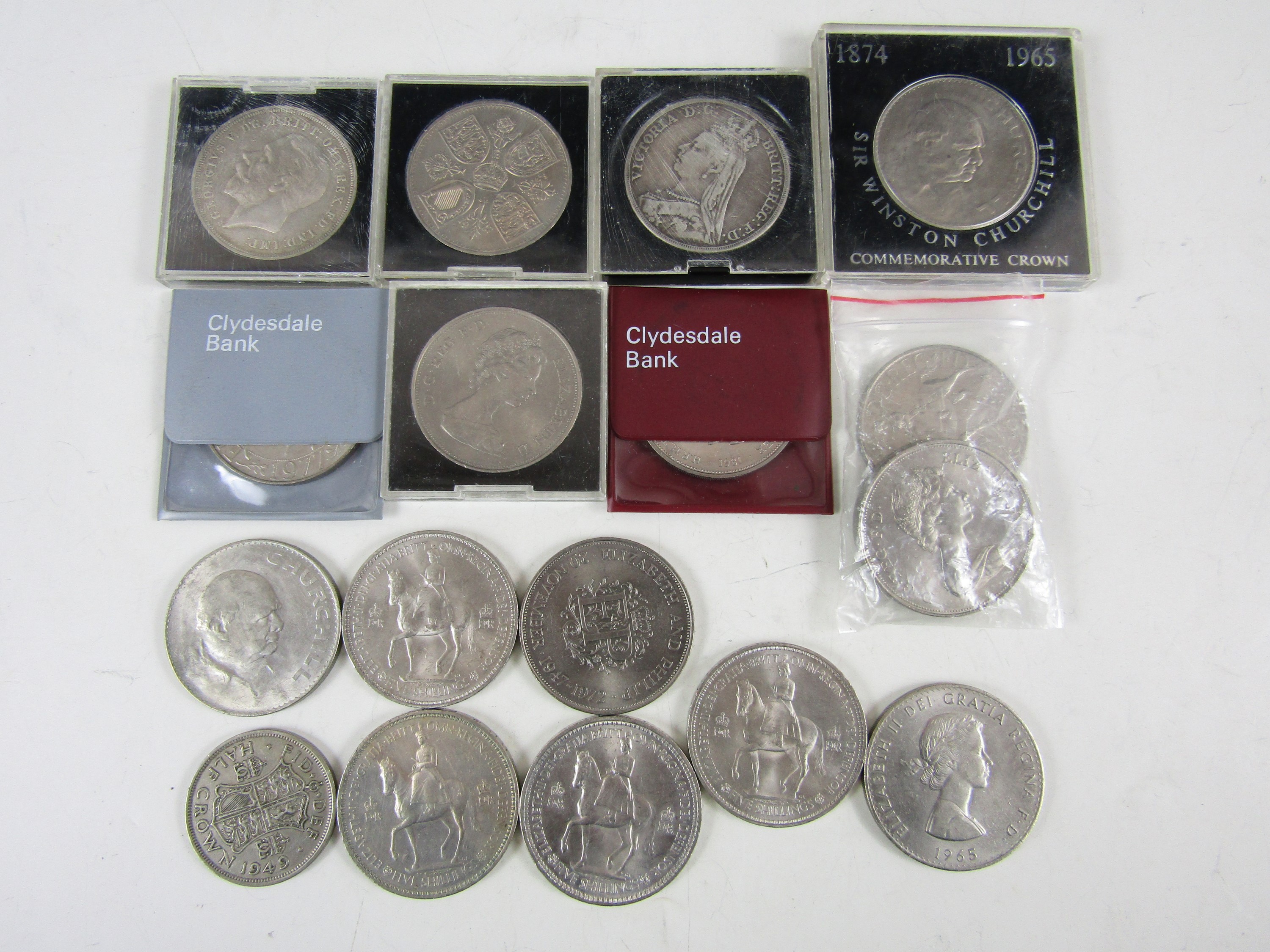 A selection of Victorian silver and later Crown coins