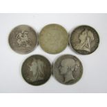 Five silver crown coins