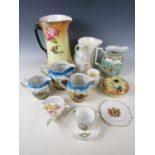 A quantity of period ceramics including Victorian washing set ewer and soap dish, and Royal