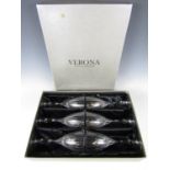 A cased set of six Verona lead crystal wine glasses