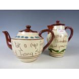 A Devon pottery teapot together with a water pot