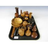 A quantity of treen including lidded jars and bowls etc