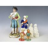 Various 19th and 20th century ceramic figurines including Halcyon Days Bears etc