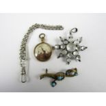 Victorian and later jewellery, including a white metal moonstone cabochon pendant / brooch, a